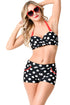 Sexy Black White Polka Dot High Waist Halter Bikini Swimsuit